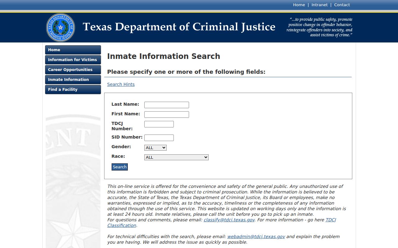 TDCJ inmate locator for Galveston County criminal history research